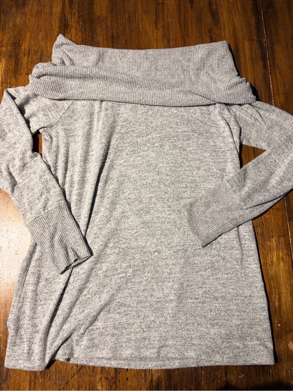 a.n.a Light Heather Gray Foldover Cowl Sweater